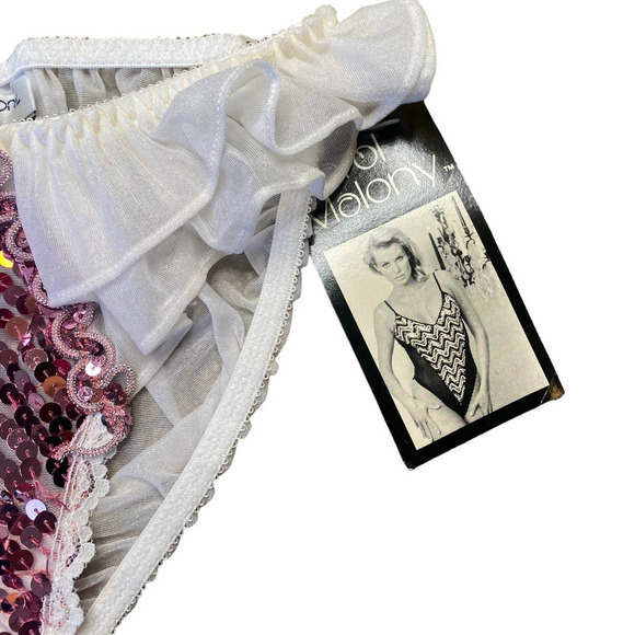 NEW Vintage Carol Malony Pink Sequin Ruffle Panties Small Deadstock - Picture 5 of 6
